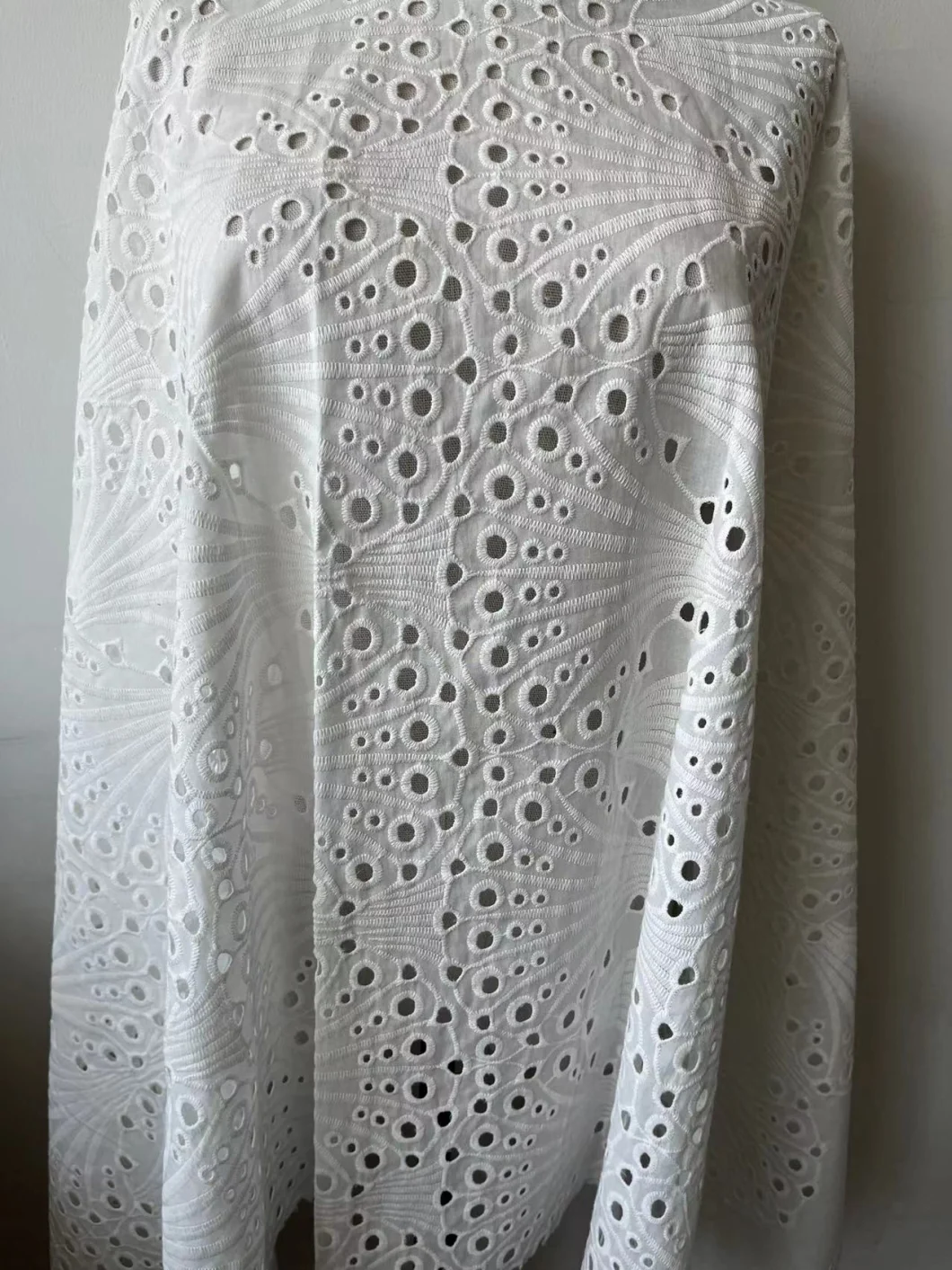 White Embroidery Swiss Voile Eyelet 100% Cotton Embroidery Fabric for Women Dress