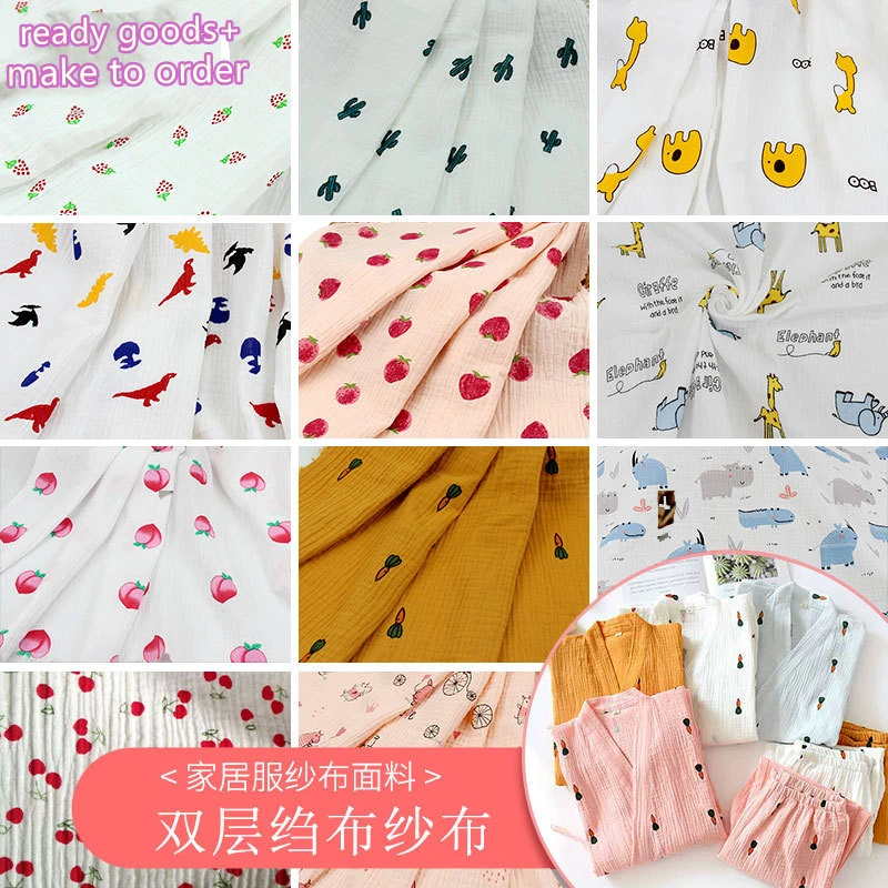 China Factory Custom Baby Muslin Cotton Crushed Crepe Gauze Cloth Pure Cotton Material Shirt Fabric for Children Blankets