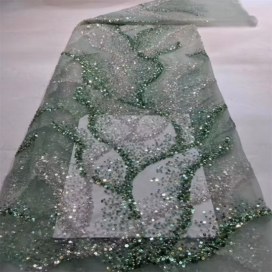 Модные фабричные кружевные ткани с блестками для вечерних платьев.